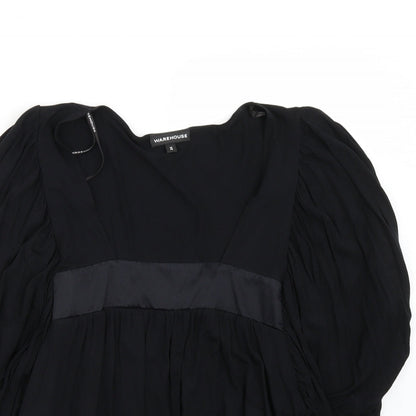Womens UK Size 12 Warehouse Black Basic T-Shirt