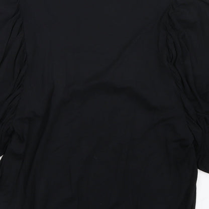 Womens UK Size 12 Warehouse Black Basic T-Shirt