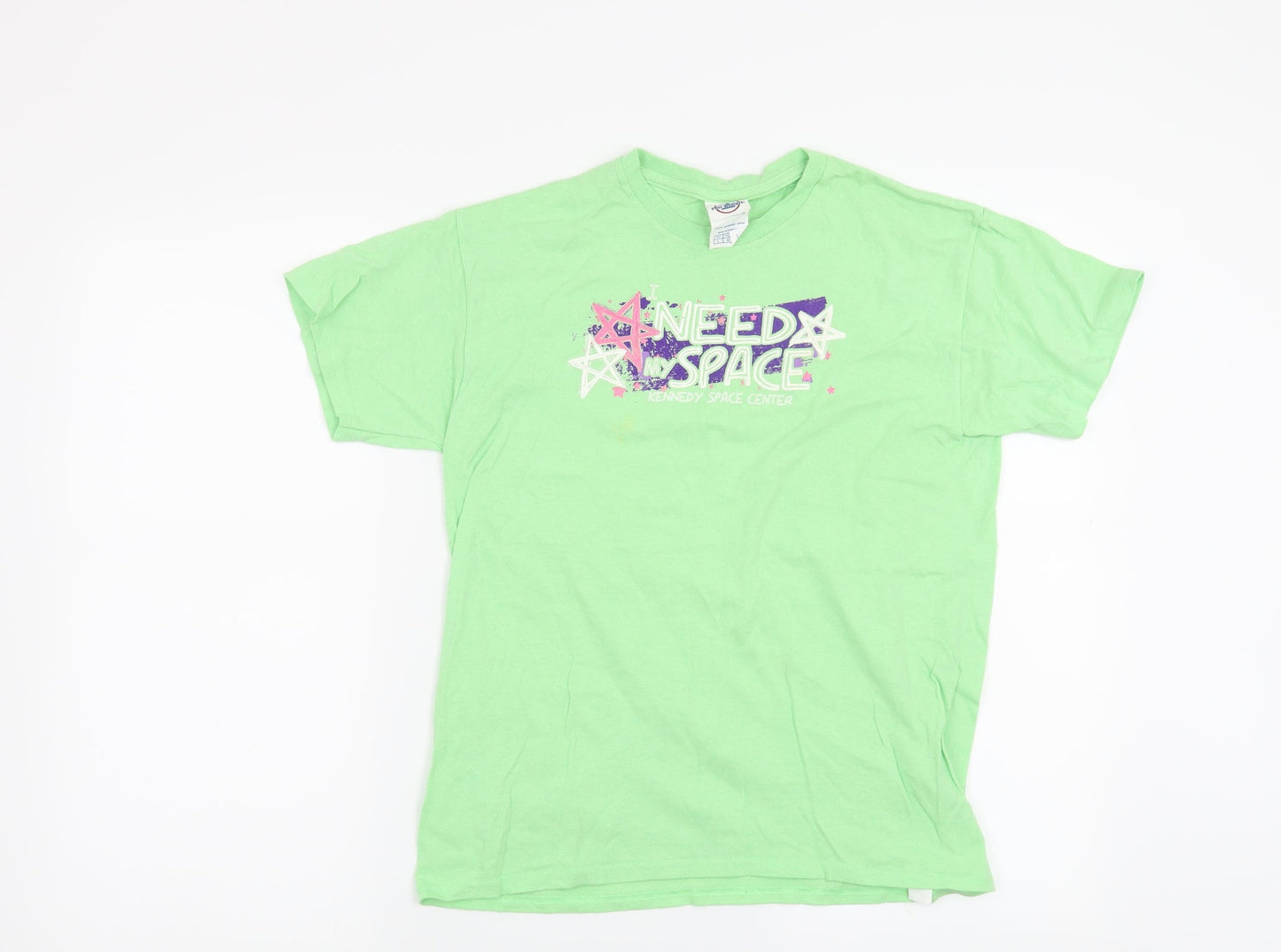Preworn Girls Green   Basic T-Shirt Size L  - I need Space ,Kennedy Space Center