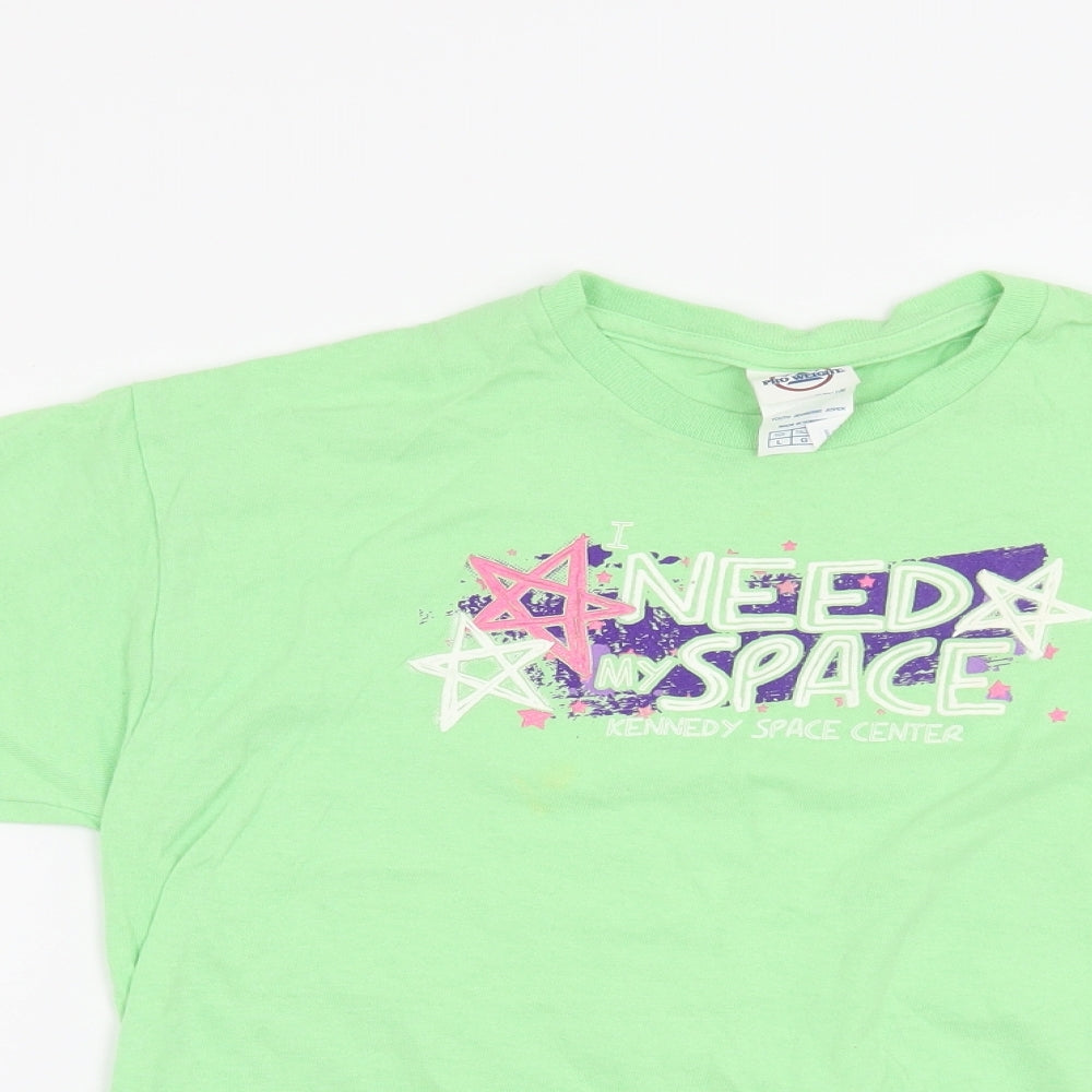 Preworn Girls Green   Basic T-Shirt Size L  - I need Space ,Kennedy Space Center