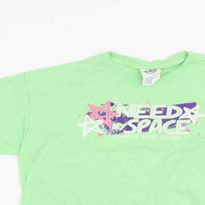 Preworn Girls Green   Basic T-Shirt Size L  - I need Space ,Kennedy Space Center