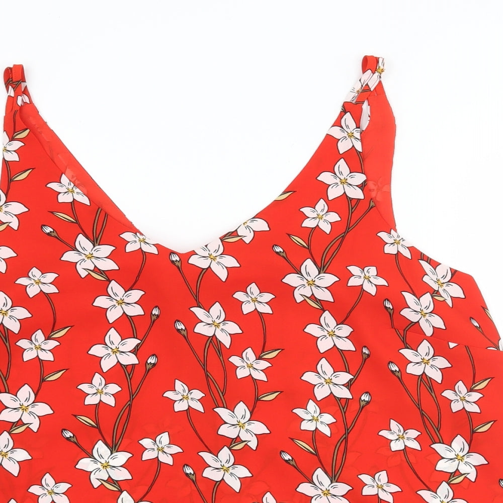 Papaya Womens Red Floral  Basic Blouse Size 16