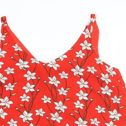 Papaya Womens Red Floral  Basic Blouse Size 16
