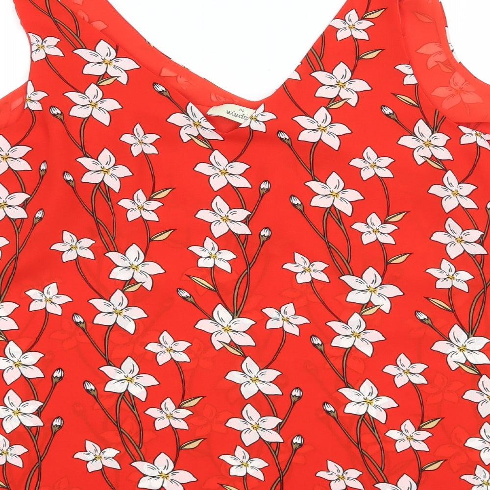 Papaya Womens Red Floral  Basic Blouse Size 16