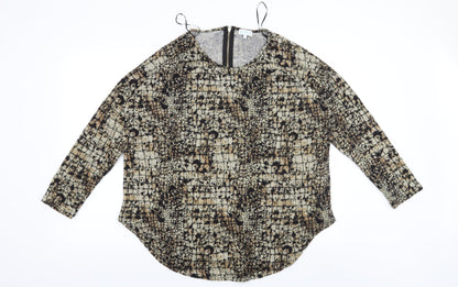 Blue Vanilla Womens Brown Animal Print  Pullover Sweatshirt Size L