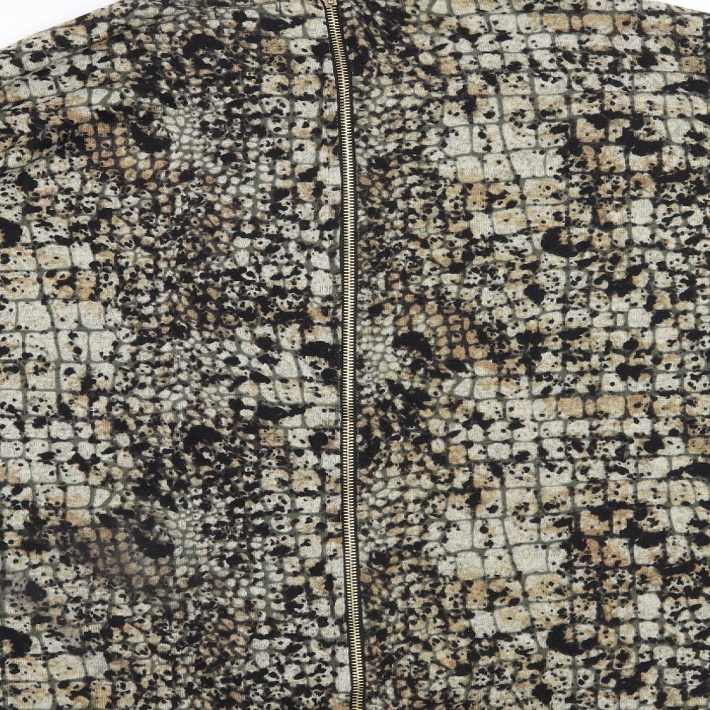 Blue Vanilla Womens Brown Animal Print  Pullover Sweatshirt Size L