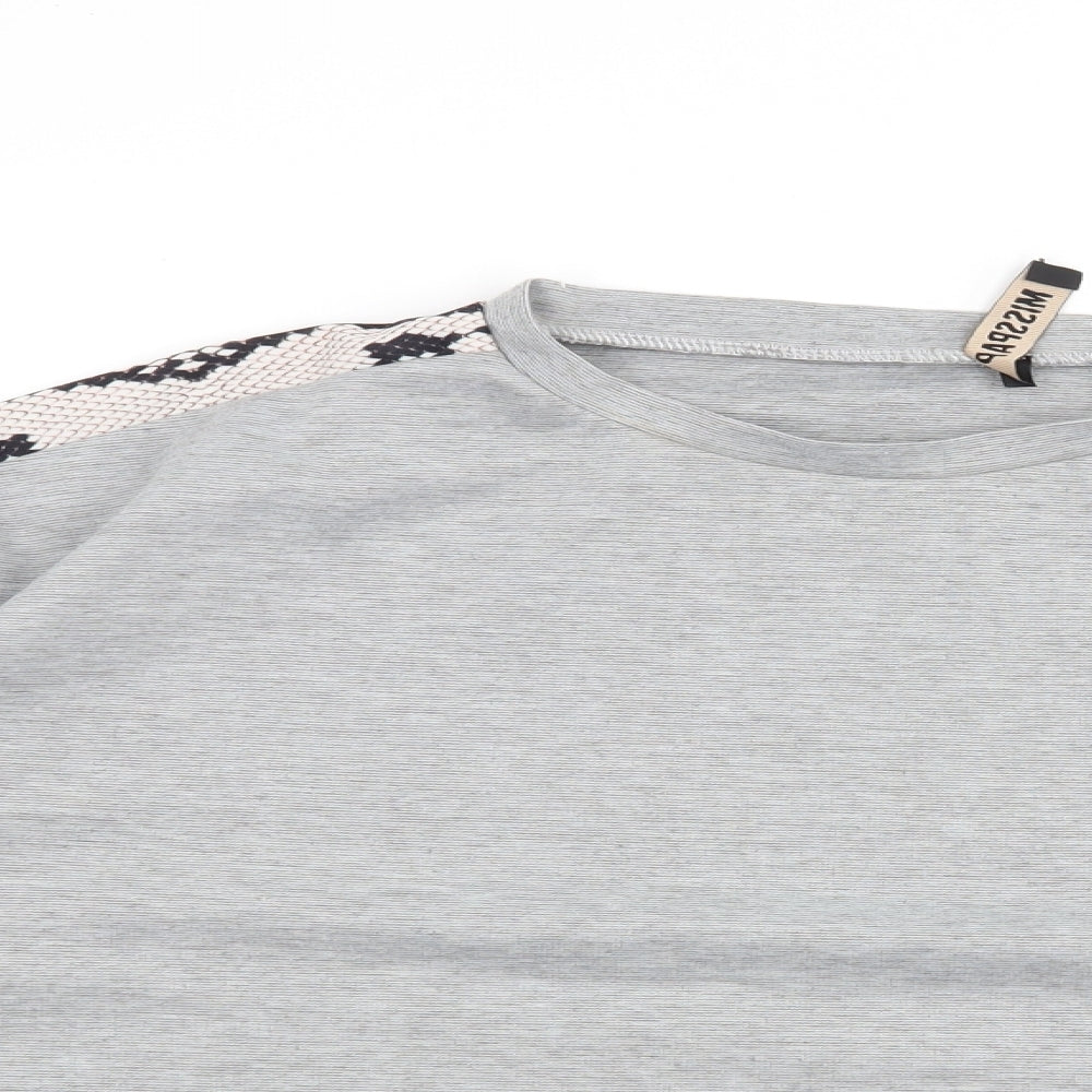 Miss Pap Womens Grey Animal Print  Pullover Sweatshirt Size S