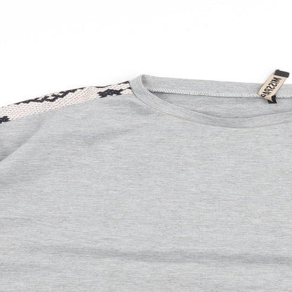 Miss Pap Womens Grey Animal Print  Pullover Sweatshirt Size S