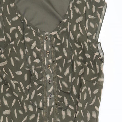 La Redoute Womens Green Geometric  Shift  Size 14  - Feather Print