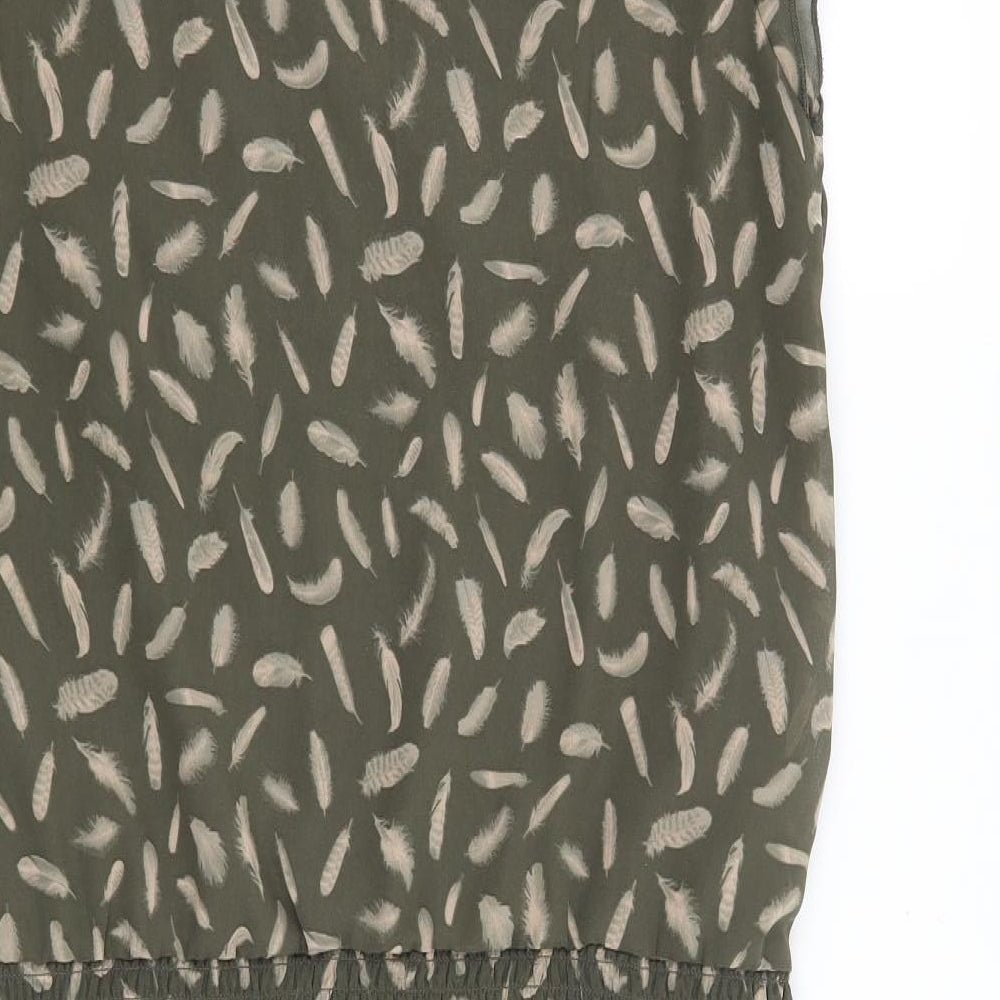 La Redoute Womens Green Geometric  Shift  Size 14  - Feather Print