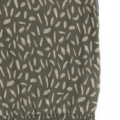 La Redoute Womens Green Geometric  Shift  Size 14  - Feather Print