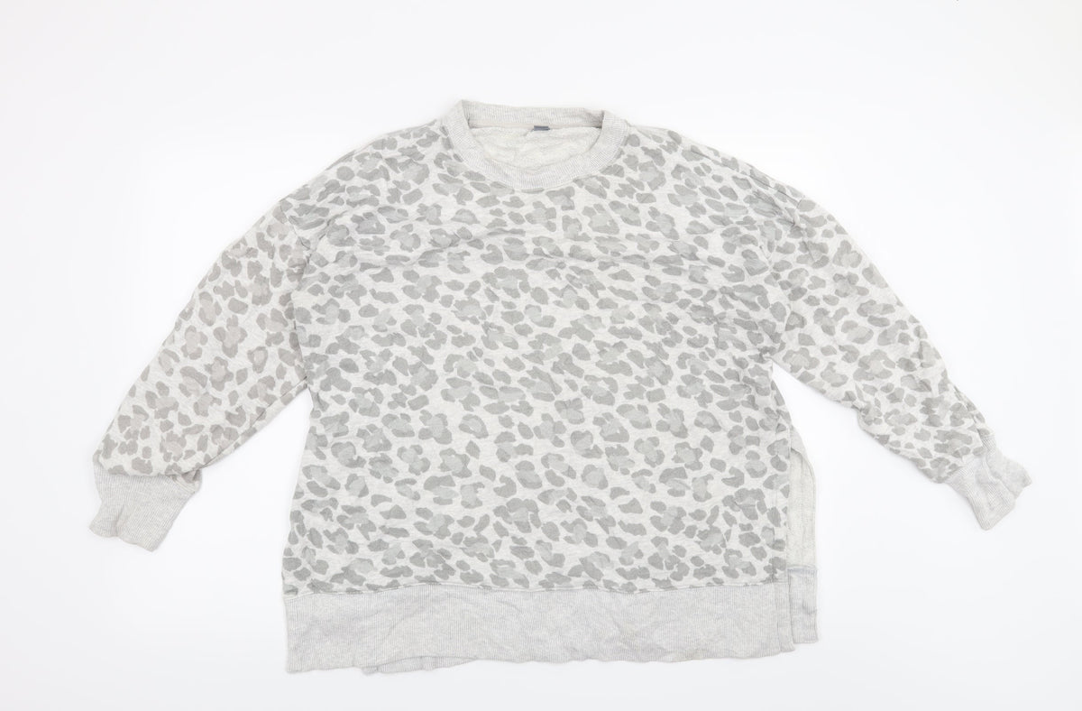 Womens Grey Animal Print  Pullover Sweatshirt Size M