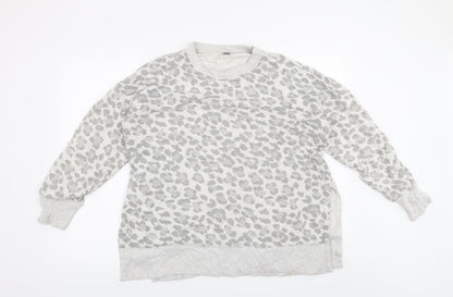 Womens Grey Animal Print  Pullover Sweatshirt Size M