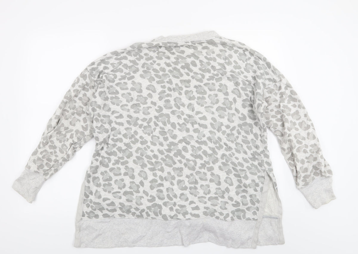 Womens Grey Animal Print  Pullover Sweatshirt Size M