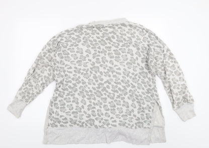 Womens Grey Animal Print  Pullover Sweatshirt Size M