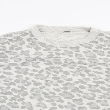 Womens Grey Animal Print  Pullover Sweatshirt Size M