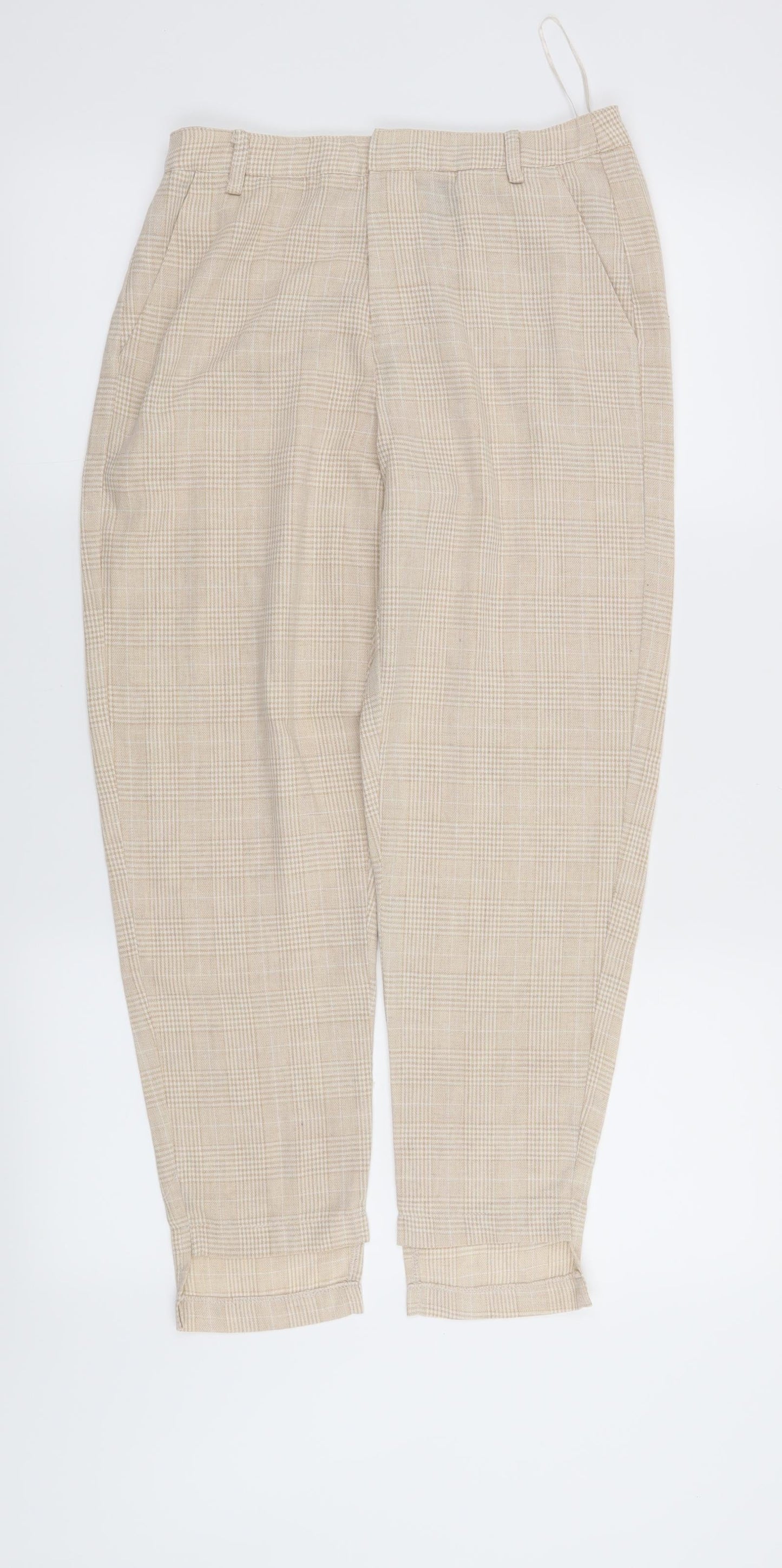 Plains & Prints Womens Beige Check  Trousers  Size XS L26 in
