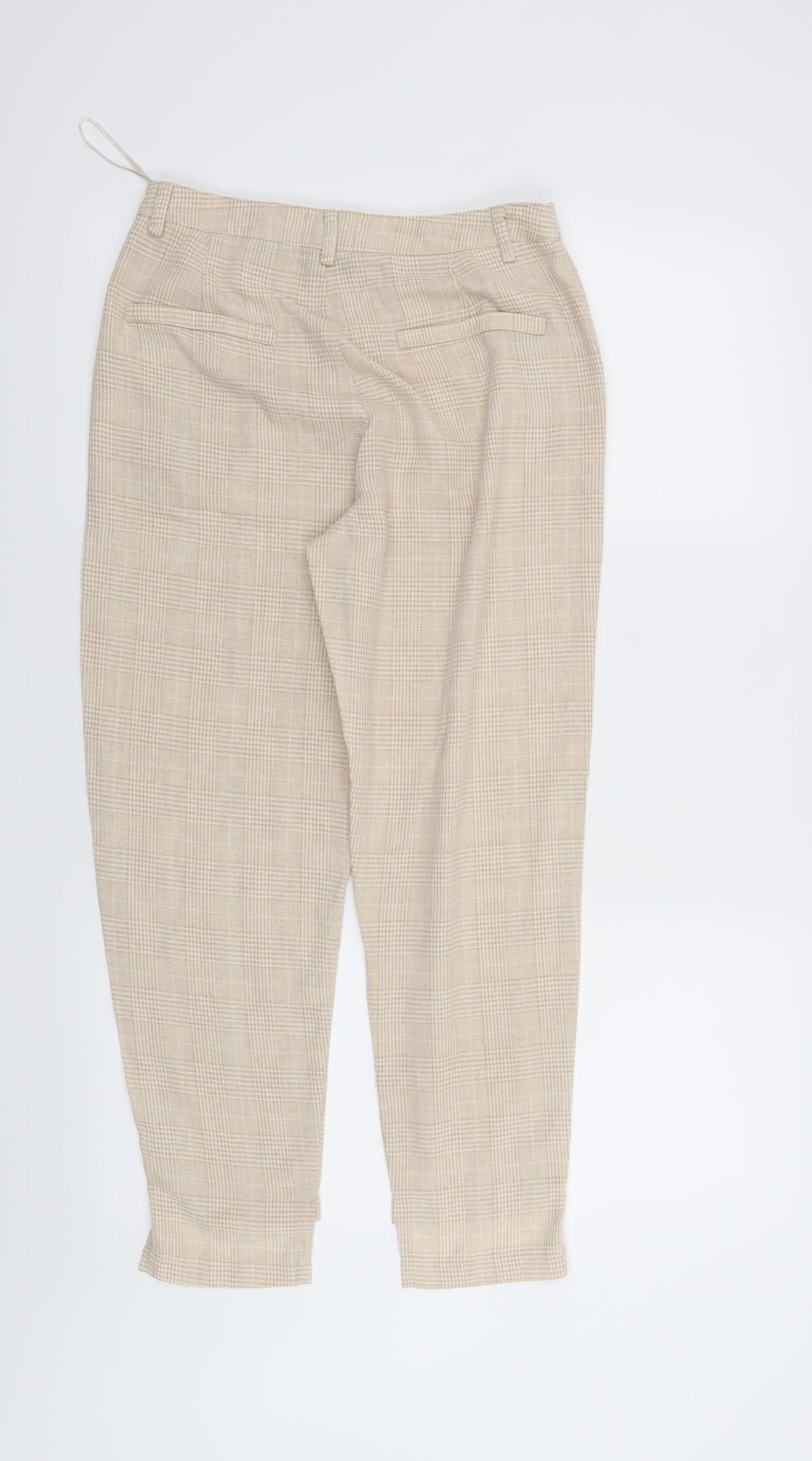 Plains & Prints Womens Beige Check  Trousers  Size XS L26 in