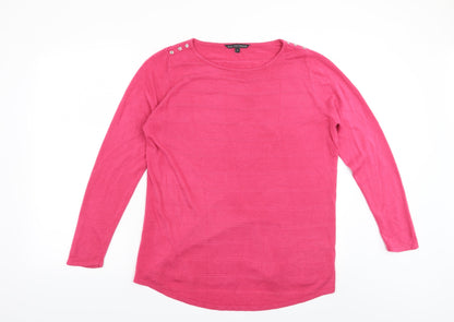 Bonmarché Womens Pink Striped  Henley Jumper Size 16