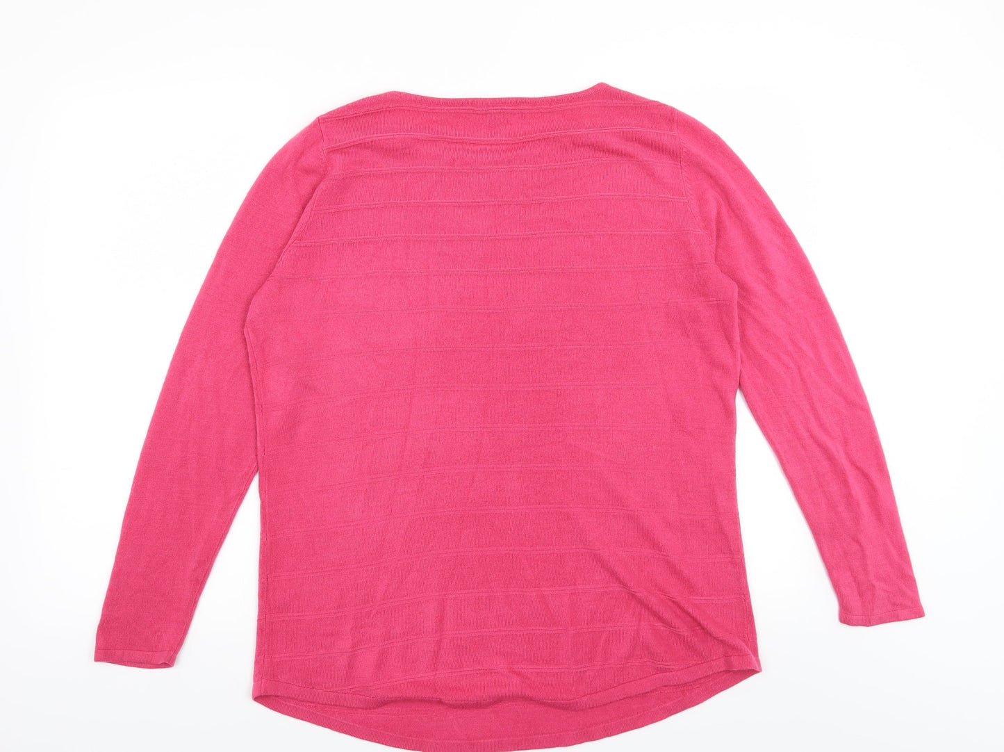 Bonmarché Womens Pink Striped  Henley Jumper Size 16