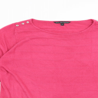 Bonmarché Womens Pink Striped  Henley Jumper Size 16