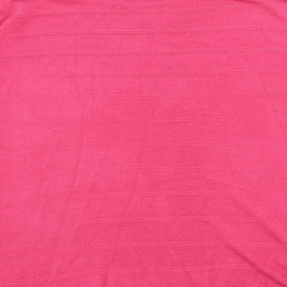 Bonmarché Womens Pink Striped  Henley Jumper Size 16