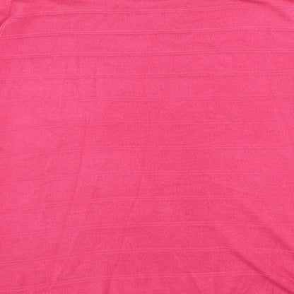 Bonmarché Womens Pink Striped  Henley Jumper Size 16