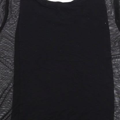 FOREVER 21 Womens Black   Basic T-Shirt Size S  - Mesh Panel