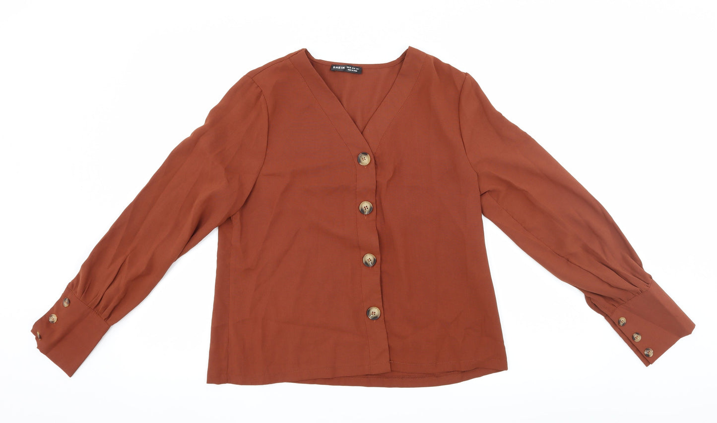 Womens UK Size XS Shien Brown Basic Blouse