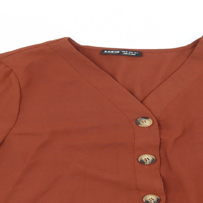 Womens UK Size XS Shien Brown Basic Blouse
