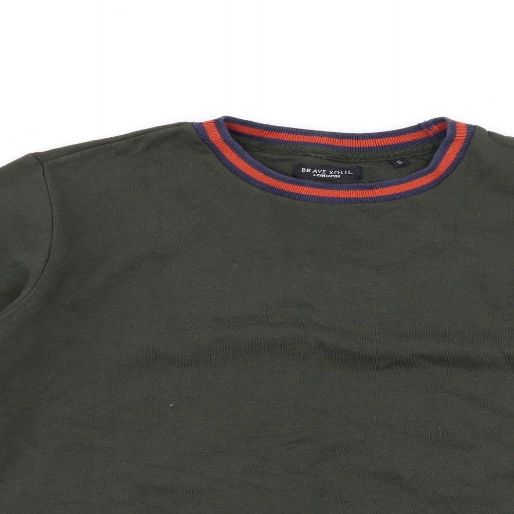 Brave Soul Mens Green   Pullover Jumper Size S
