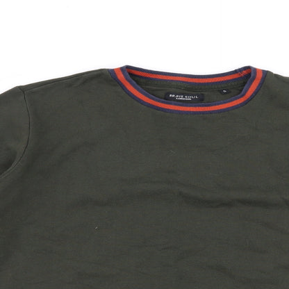 Brave Soul Mens Green   Pullover Jumper Size S