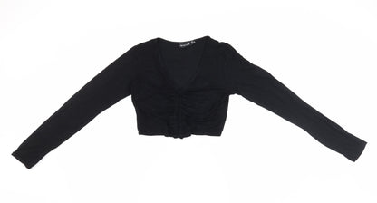 PRETTYLITTLETHING Womens Black   Cropped Blouse Size 8