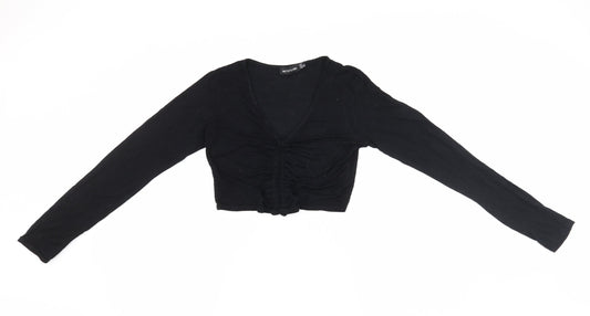 PRETTYLITTLETHING Womens Black   Cropped Blouse Size 8