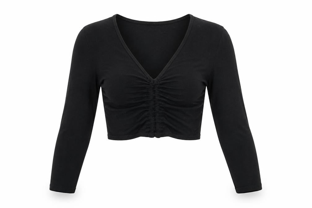 PRETTYLITTLETHING Womens Black   Cropped Blouse Size 8