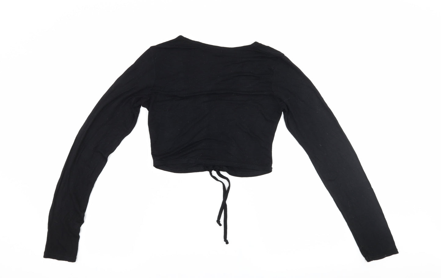 PRETTYLITTLETHING Womens Black   Cropped Blouse Size 8