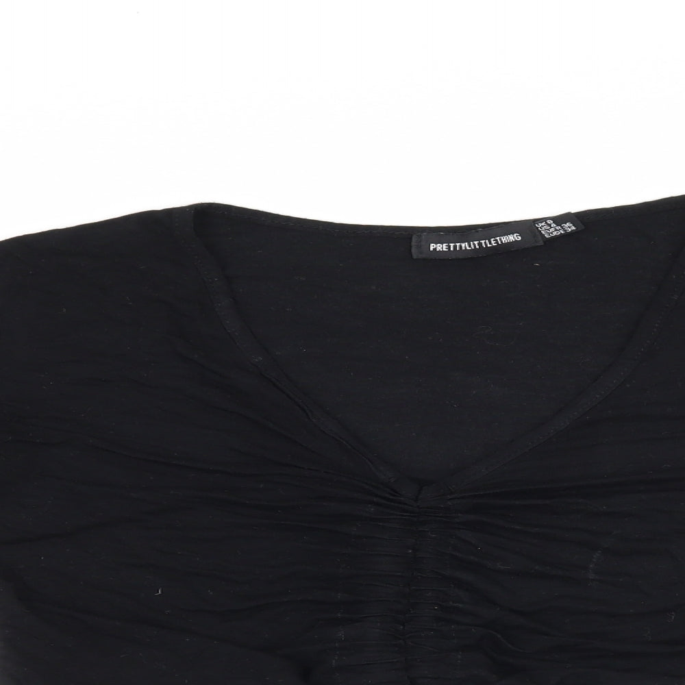 PRETTYLITTLETHING Womens Black   Cropped Blouse Size 8