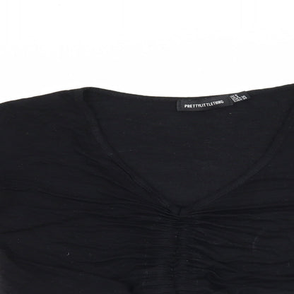 PRETTYLITTLETHING Womens Black   Cropped Blouse Size 8