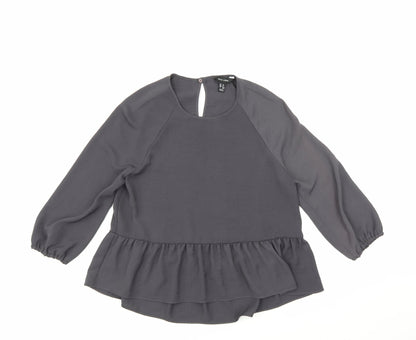 Womens UK Size 12 New Look Grey Tunic Blouse