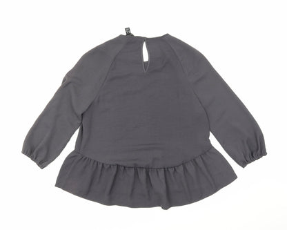 Womens UK Size 12 New Look Grey Tunic Blouse