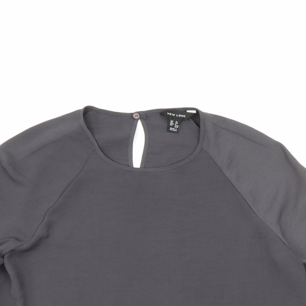 Womens UK Size 12 New Look Grey Tunic Blouse