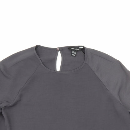 Womens UK Size 12 New Look Grey Tunic Blouse