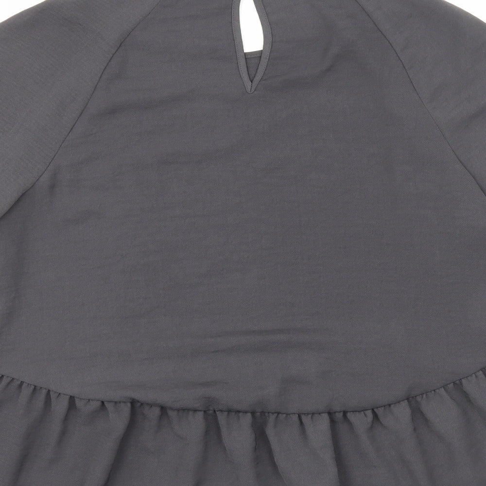 Womens UK Size 12 New Look Grey Tunic Blouse
