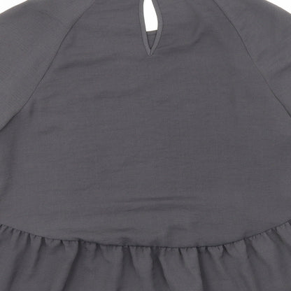 Womens UK Size 12 New Look Grey Tunic Blouse