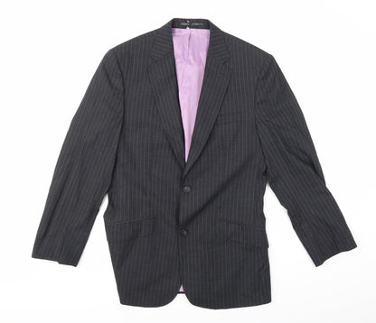 Super 100's Mens Grey Striped  Jacket Suit Jacket