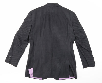 Super 100's Mens Grey Striped  Jacket Suit Jacket