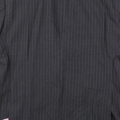 Super 100's Mens Grey Striped  Jacket Suit Jacket