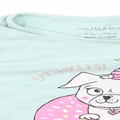Primark Girls Green   Basic T-Shirt Size 2-3 Years  - Sprinkles