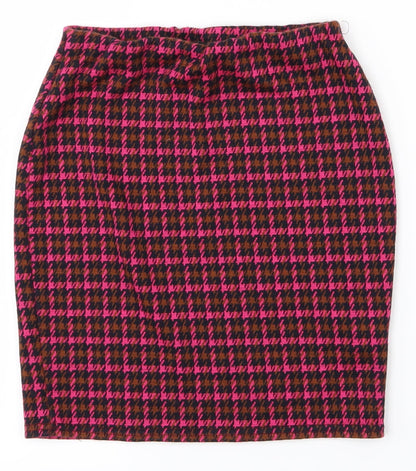 New Look Womens Pink Plaid  A-Line Skirt Size 8