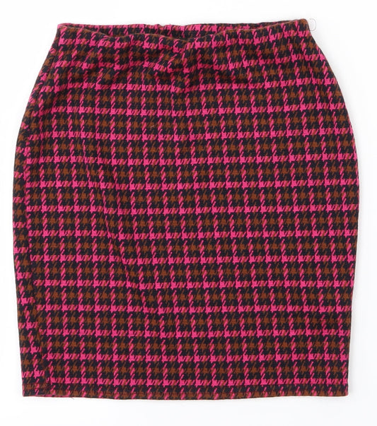 New Look Womens Pink Plaid  A-Line Skirt Size 8